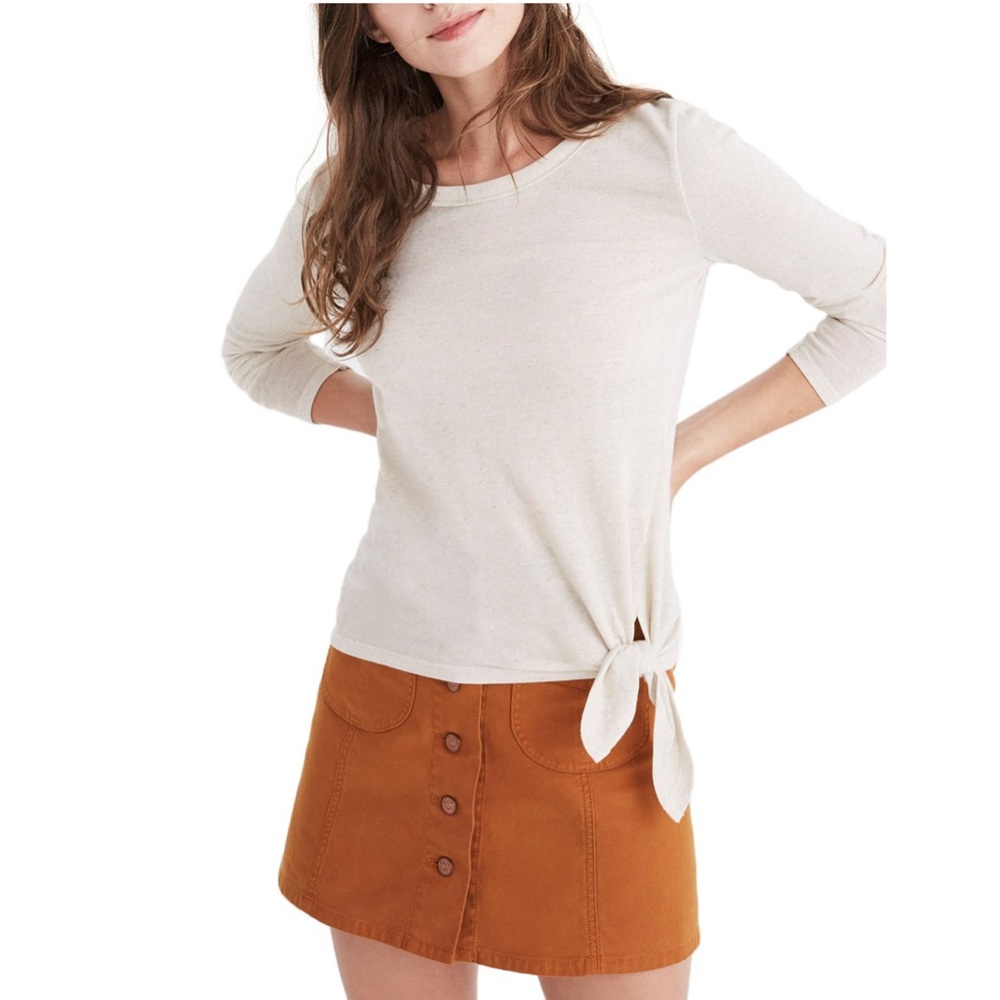 Madewell Front Tie Long Sleeve Top Sweater